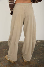 SMOCKED WAIST DRAWSTRING BARREL LEG SWEATPANTS (multiple colors)