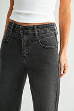 Front Detail Clean Hem Straight - WASHED BLACK