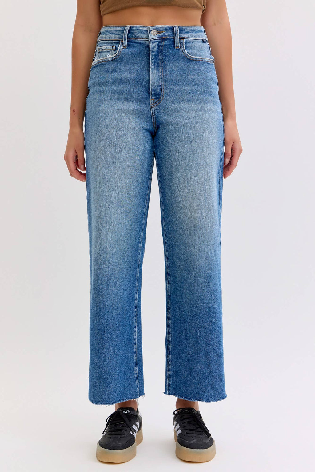 High Rise Wide Leg with Raw Hem