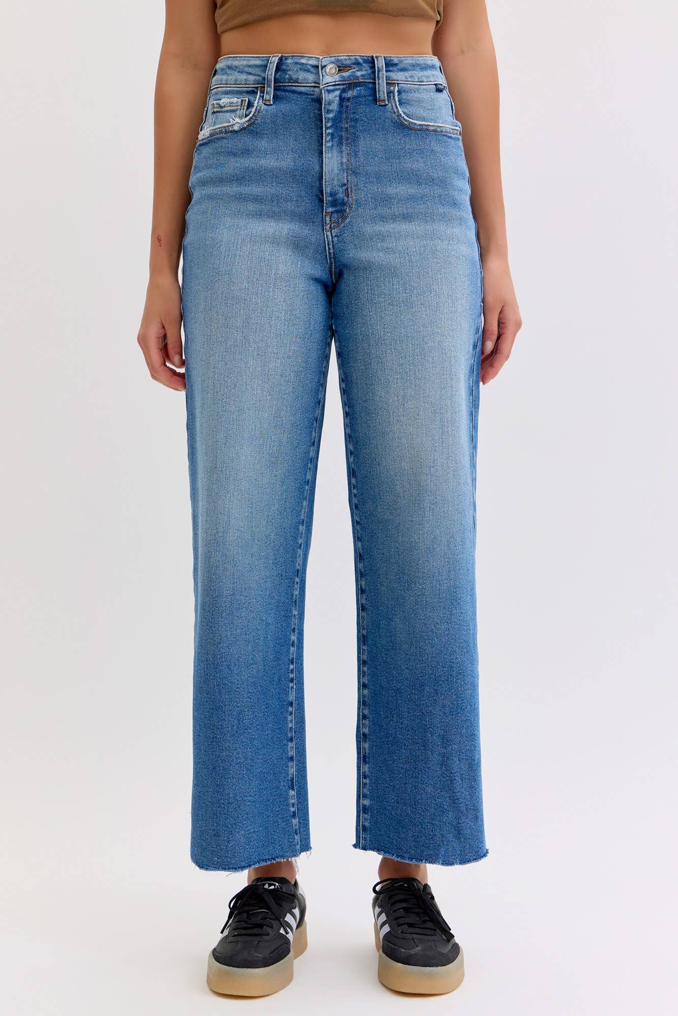 High Rise Wide Leg with Raw Hem
