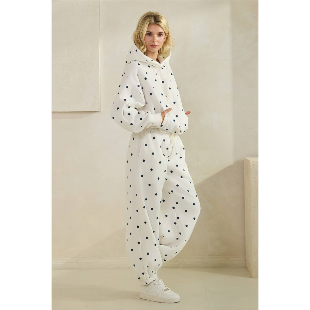 Printed Bubble Hem Knit Hoodie