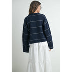 Button Front Striped Cardigan