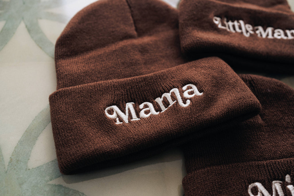 Matching Knit Hats- Mama- Dark Brown