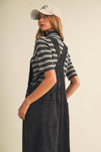 Vintage-Washed Twill Wide-Leg Overall