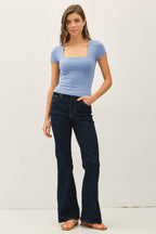 SQUARE NECK KNIT TEE