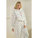 Printed Bubble Hem Knit Hoodie