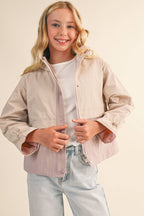 TWEEN GIRLS KIDS HOODED WINDBREAKER W/ CINCH CUFF