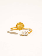 Lumirae 18K Gold Non-Tarnish Shell CZ Open Ring