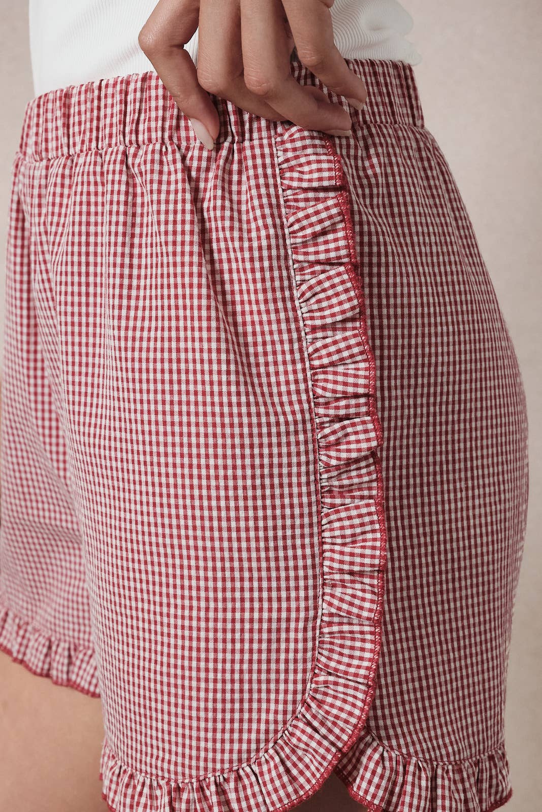 RUFFLE GINGHAM DOLPHIN SHORTS (multiple colors)