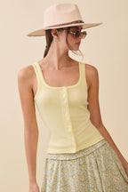 Pointelle Button Front Cami Tank ( Multicolors )