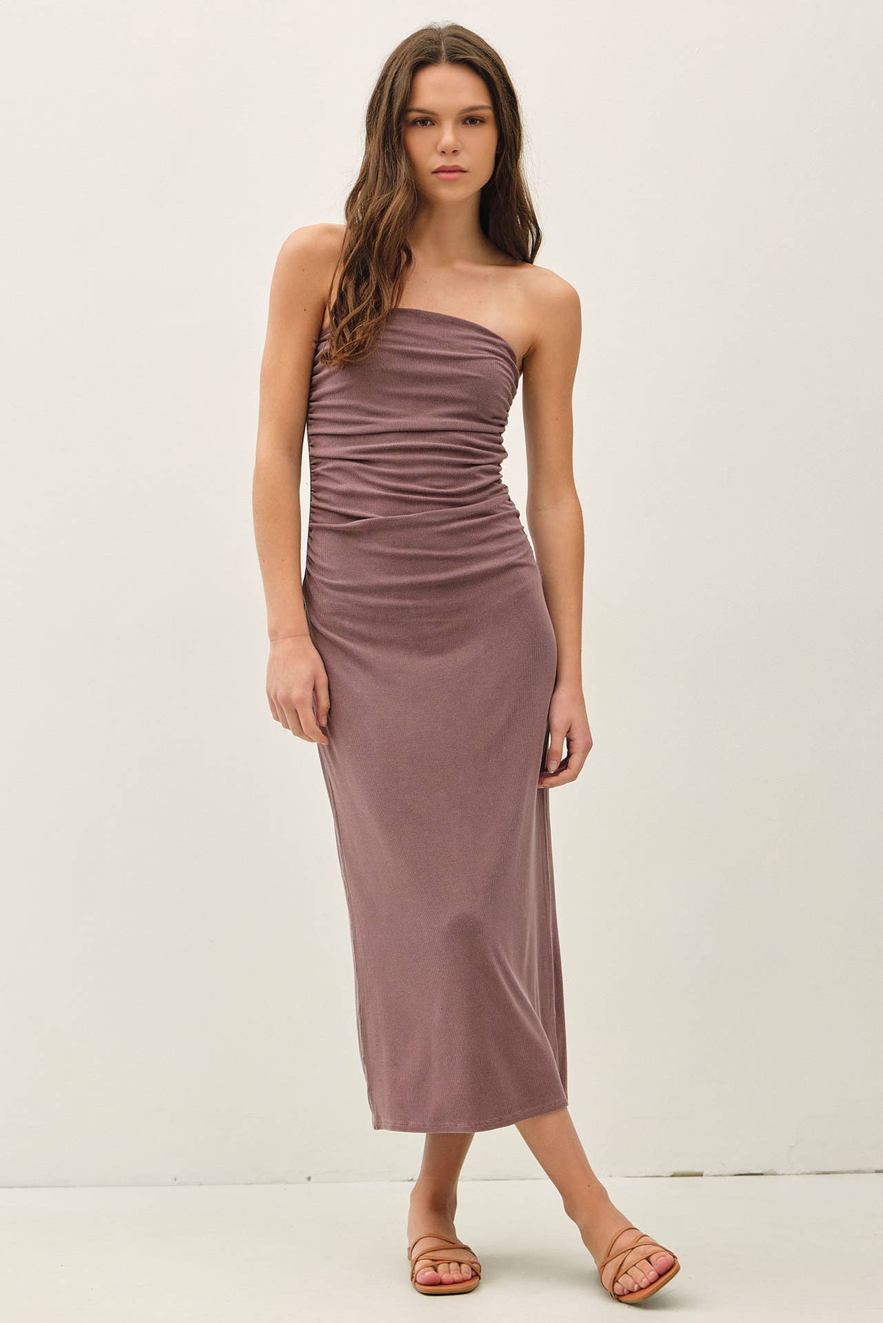 basic ribbed midi dress Wide-Ribbed Knit Midi Dress