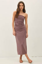 BASIC RIBBED MIDI TUBE DRESS