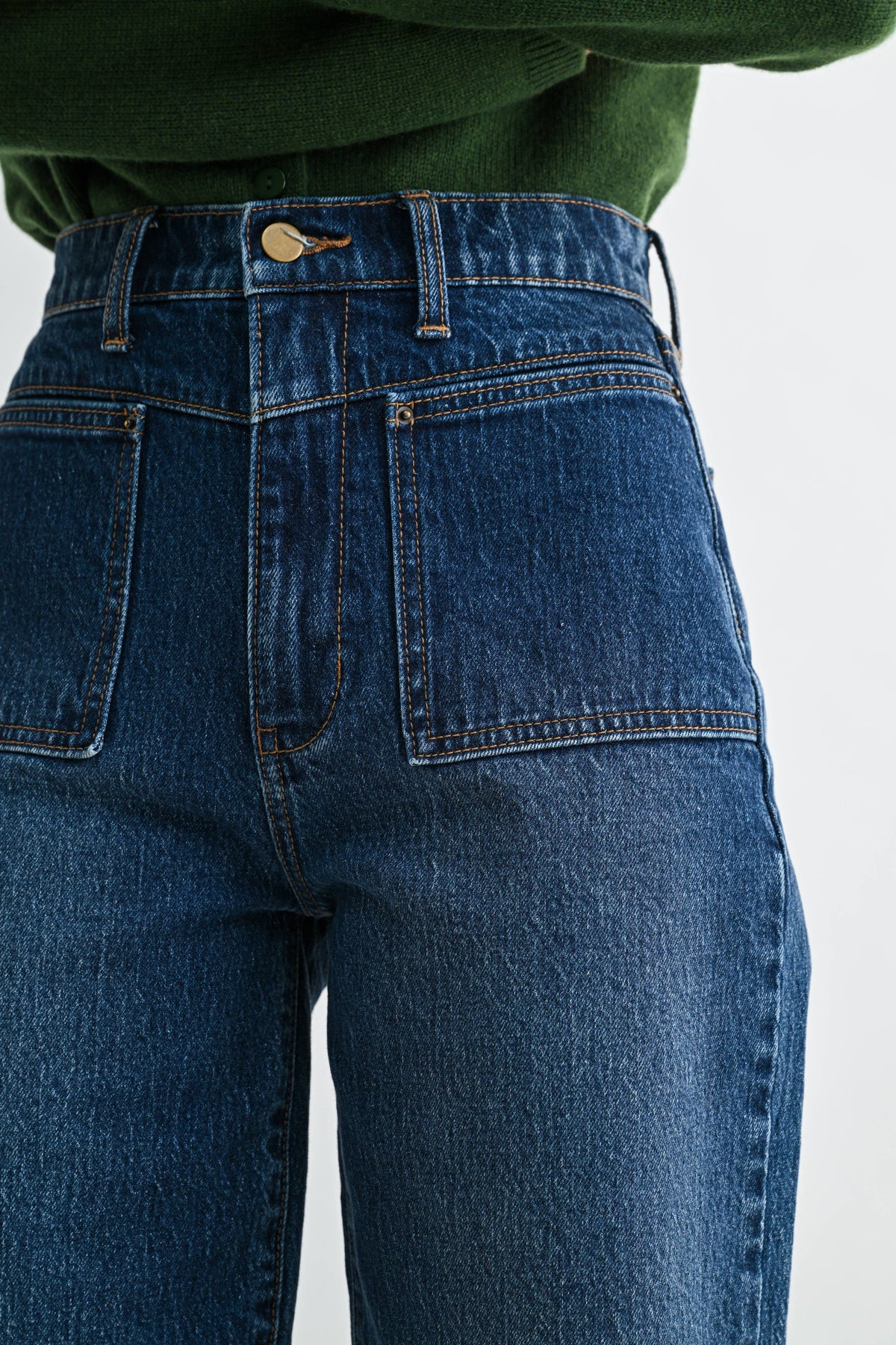 Square Patch Pocket Straight Leg - DARK DENIM
