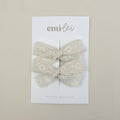 Pigtail Bow Clips - Vintage Cream Lace