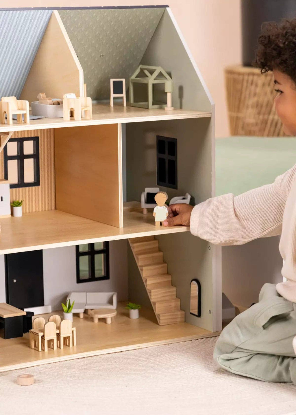 Set of 5 Family Wooden Doll House Characters