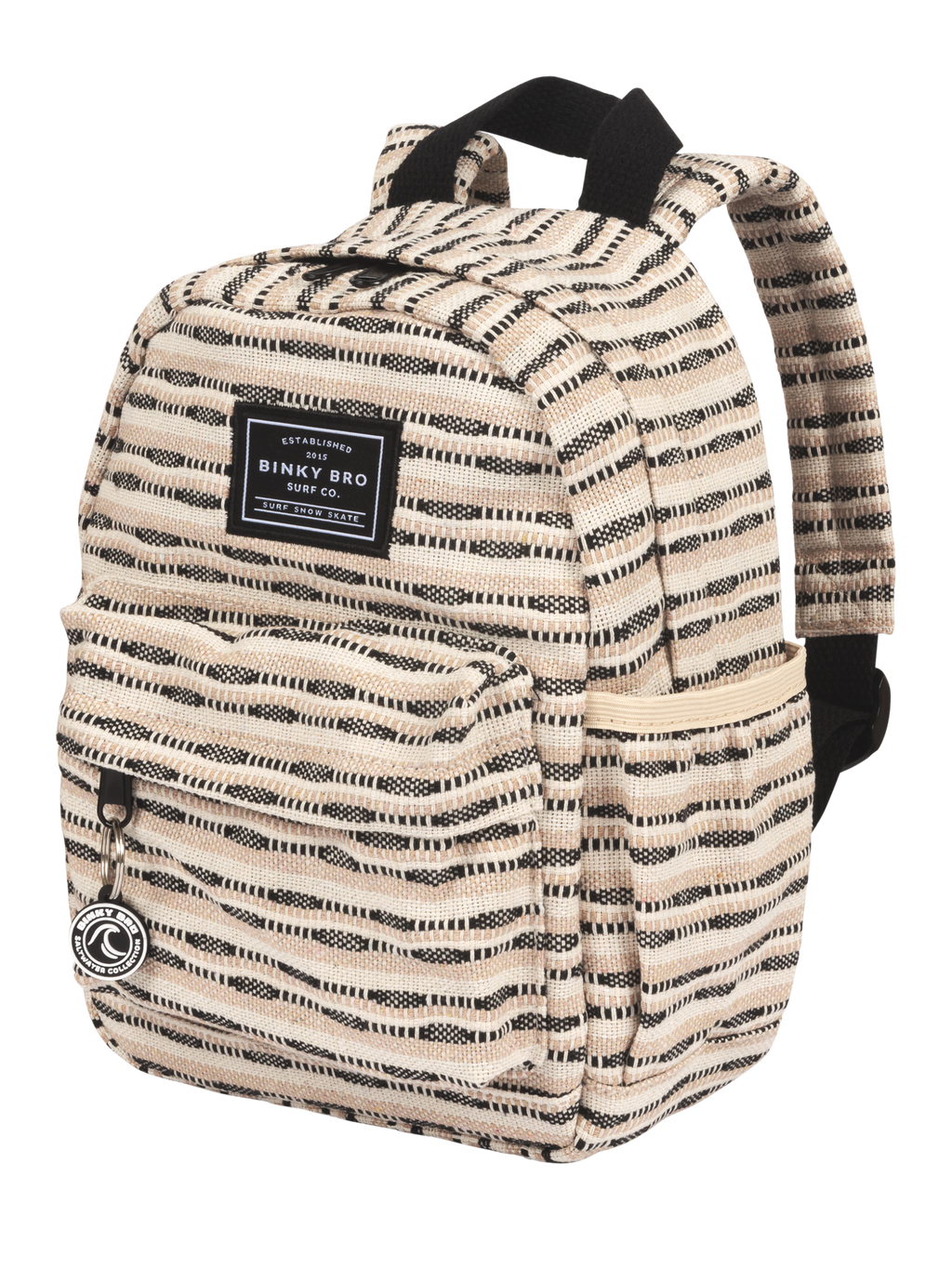 Kids Backpack (Black Striped Canvas)