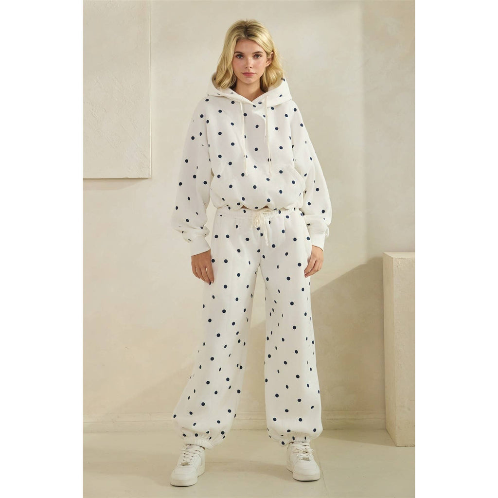 Printed Bubble Hem Knit Hoodie
