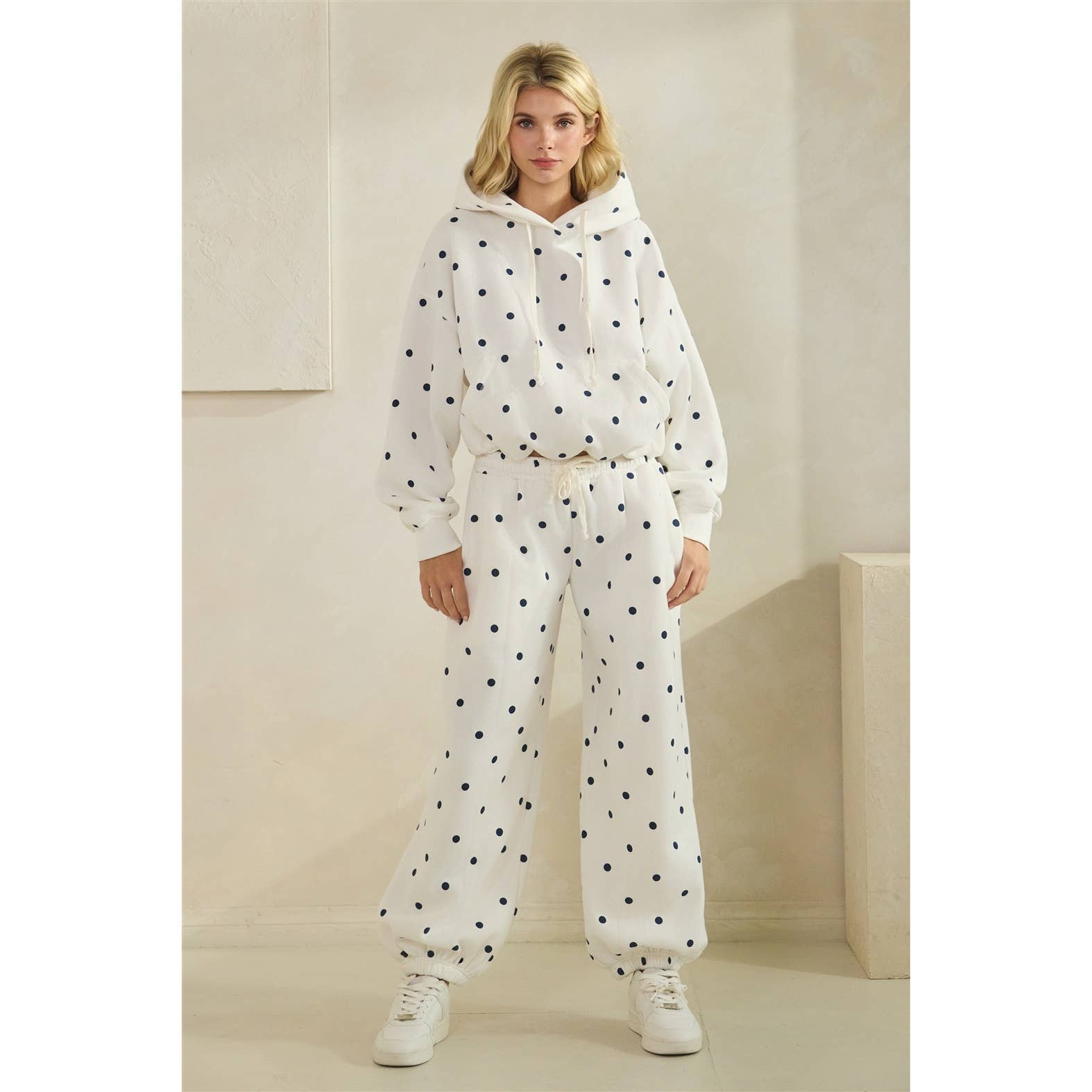 Printed Bubble Hem Knit Hoodie