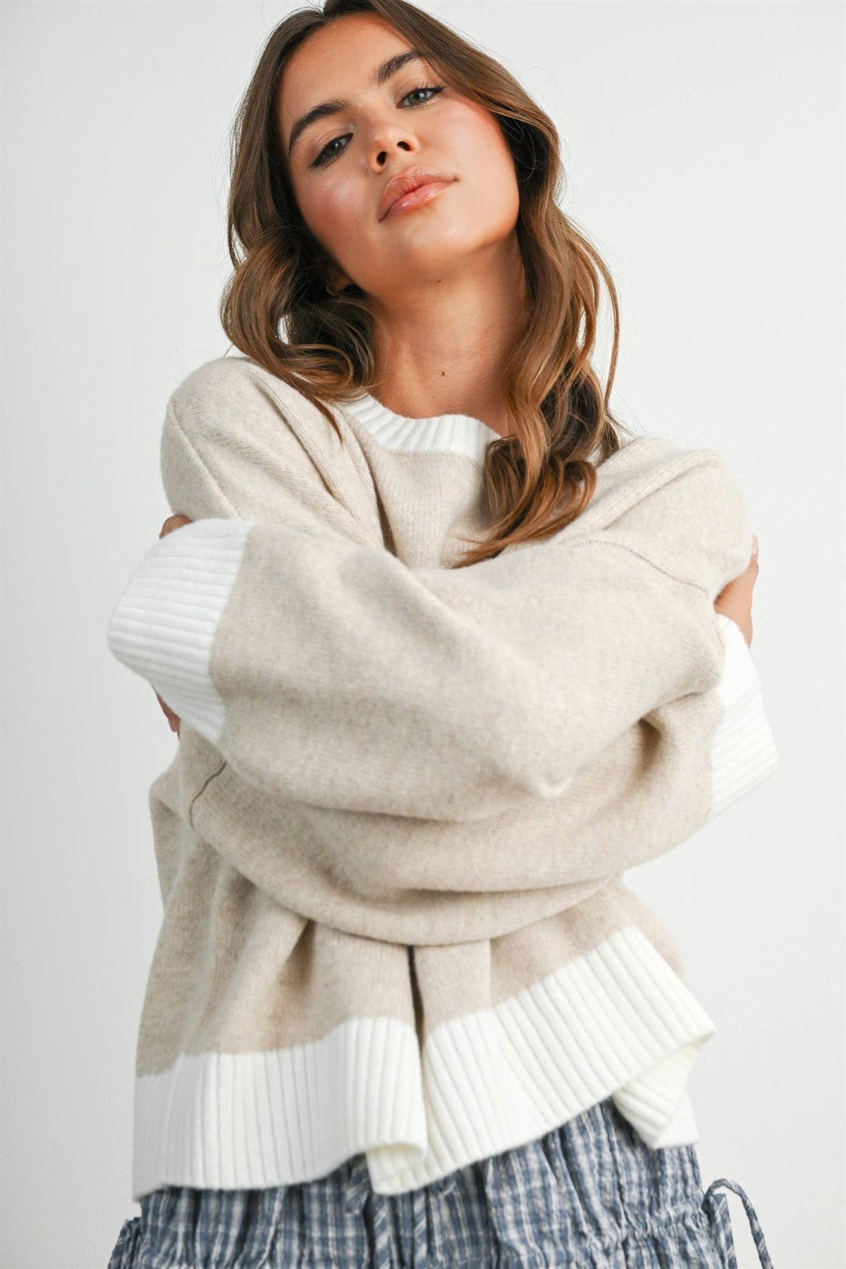 Cozy Contrast Trim Sweater
