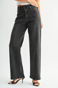 Front Detail Clean Hem Straight - WASHED BLACK