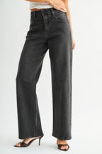 Front Detail Clean Hem Straight - WASHED BLACK