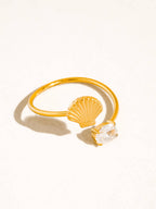 Lumirae 18K Gold Non-Tarnish Shell CZ Open Ring