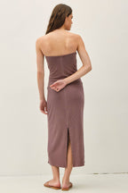 BASIC RIBBED MIDI TUBE DRESS