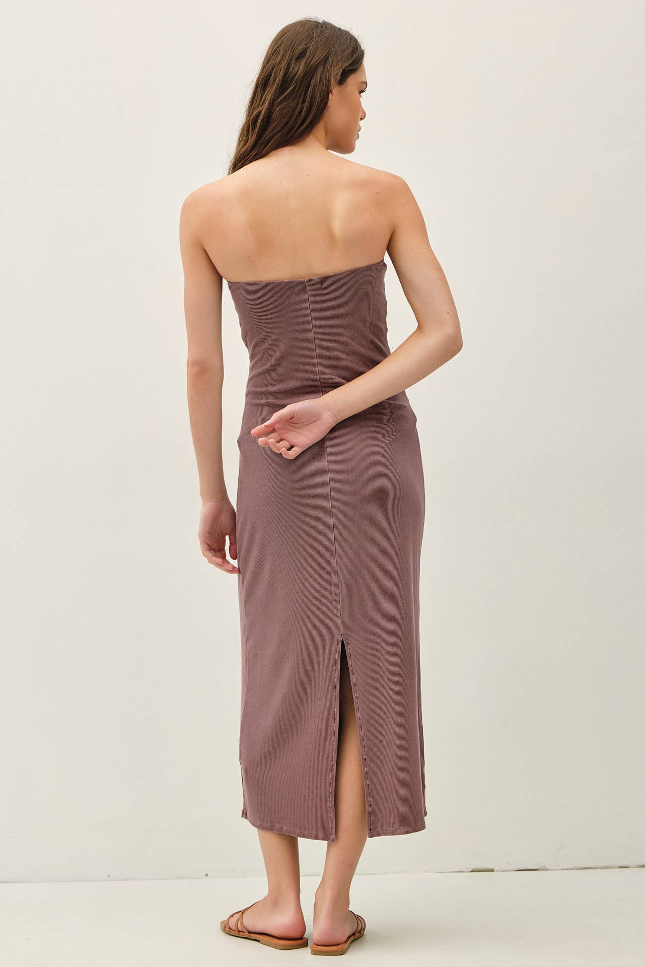 BASIC RIBBED MIDI TUBE DRESS
