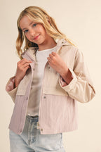 TWEEN GIRLS KIDS HOODED WINDBREAKER W/ CINCH CUFF