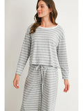 Maternity Striped 2-Piece Lounge Set with Wide Leg Pants