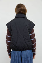 SCULPTED PANEL QUILTED MOCK NECK PUFFER VEST