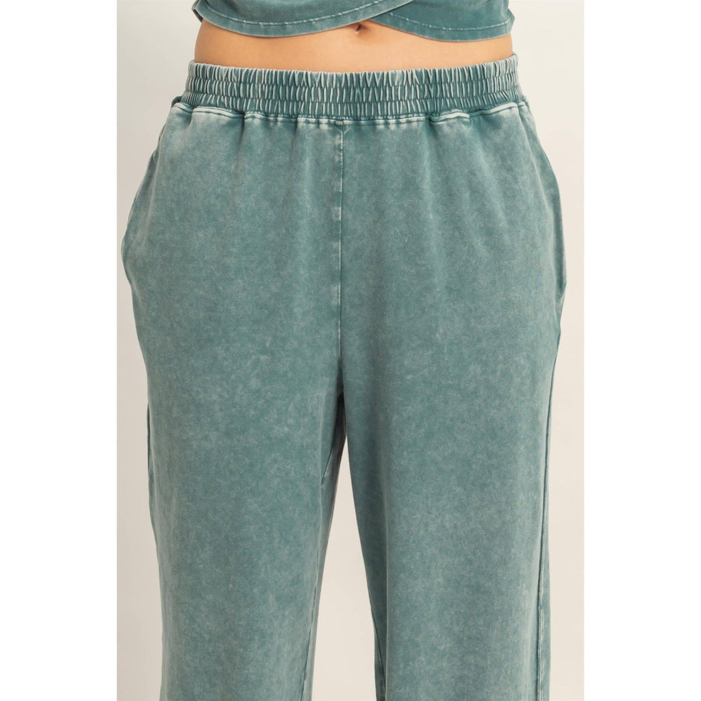 Rolled Sleeve Wrap-Front Crop Top And Jogger Set