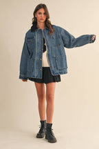 DENIM JACKET WITH REMOVABLE CORDUROY COLLAR