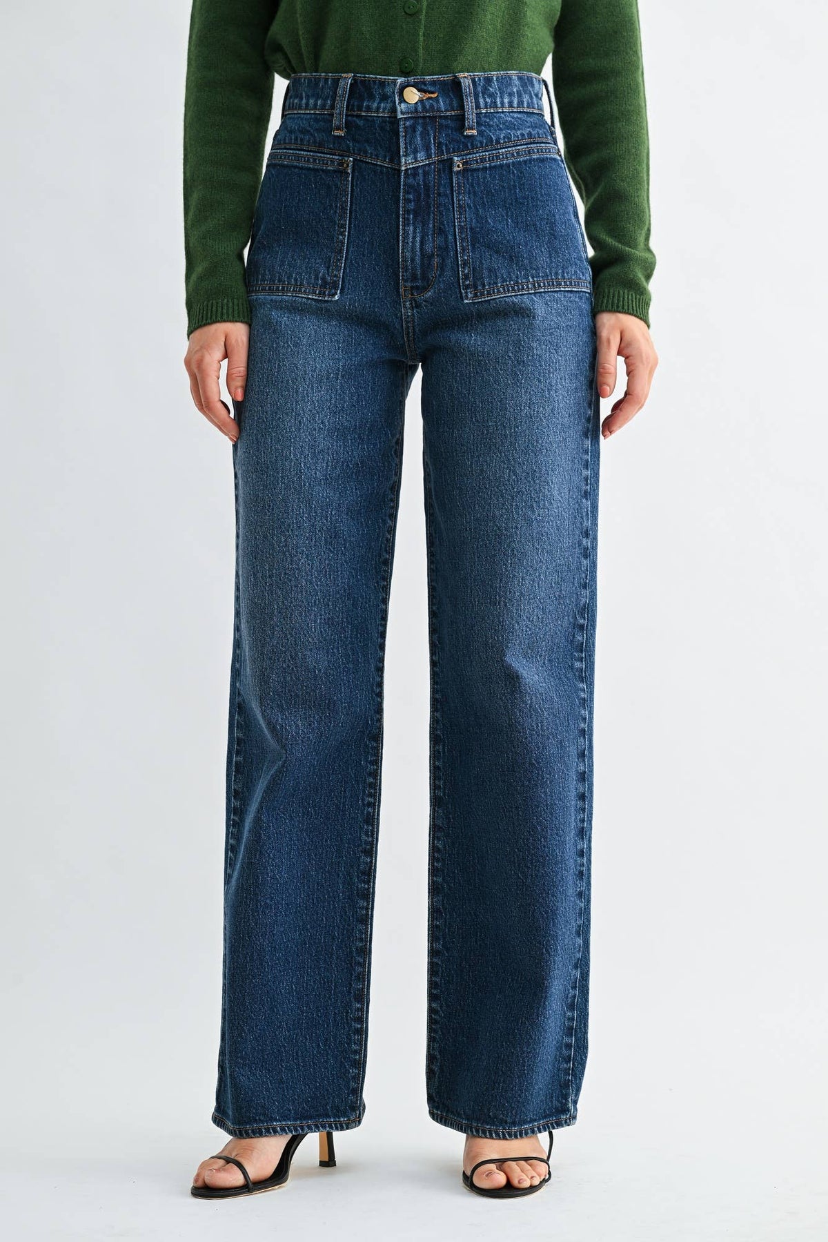 Square Patch Pocket Straight Leg - DARK DENIM