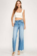 SUPER STRETCH HIGH RISE WIDE LEG w/ SEAM DETAIL