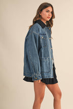 DENIM JACKET WITH REMOVABLE CORDUROY COLLAR