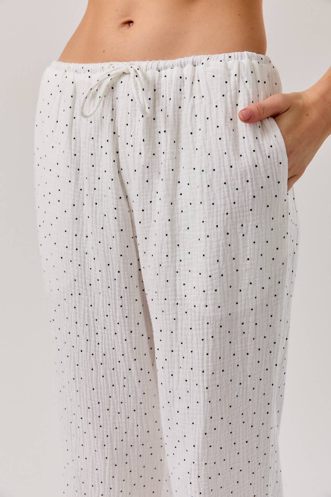 DRAW STRING WAIST EYELET PANTS