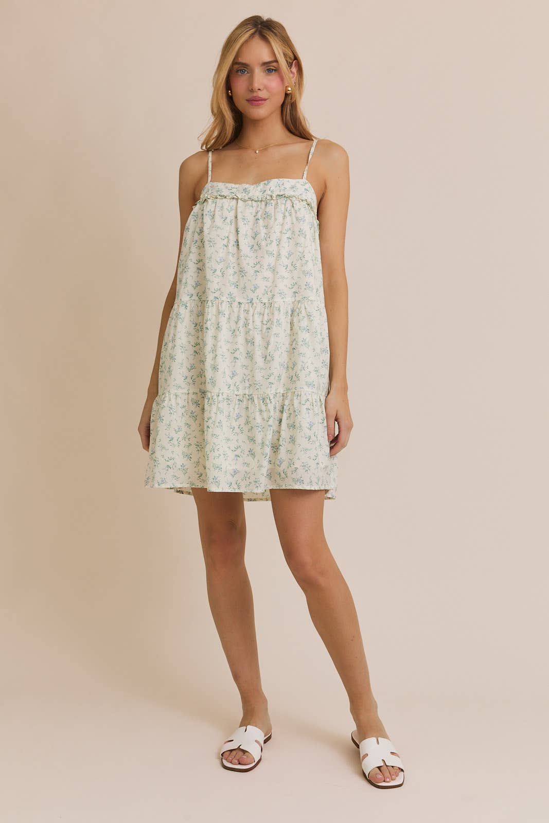 SLEEVELESS TIERED MINI DRESS