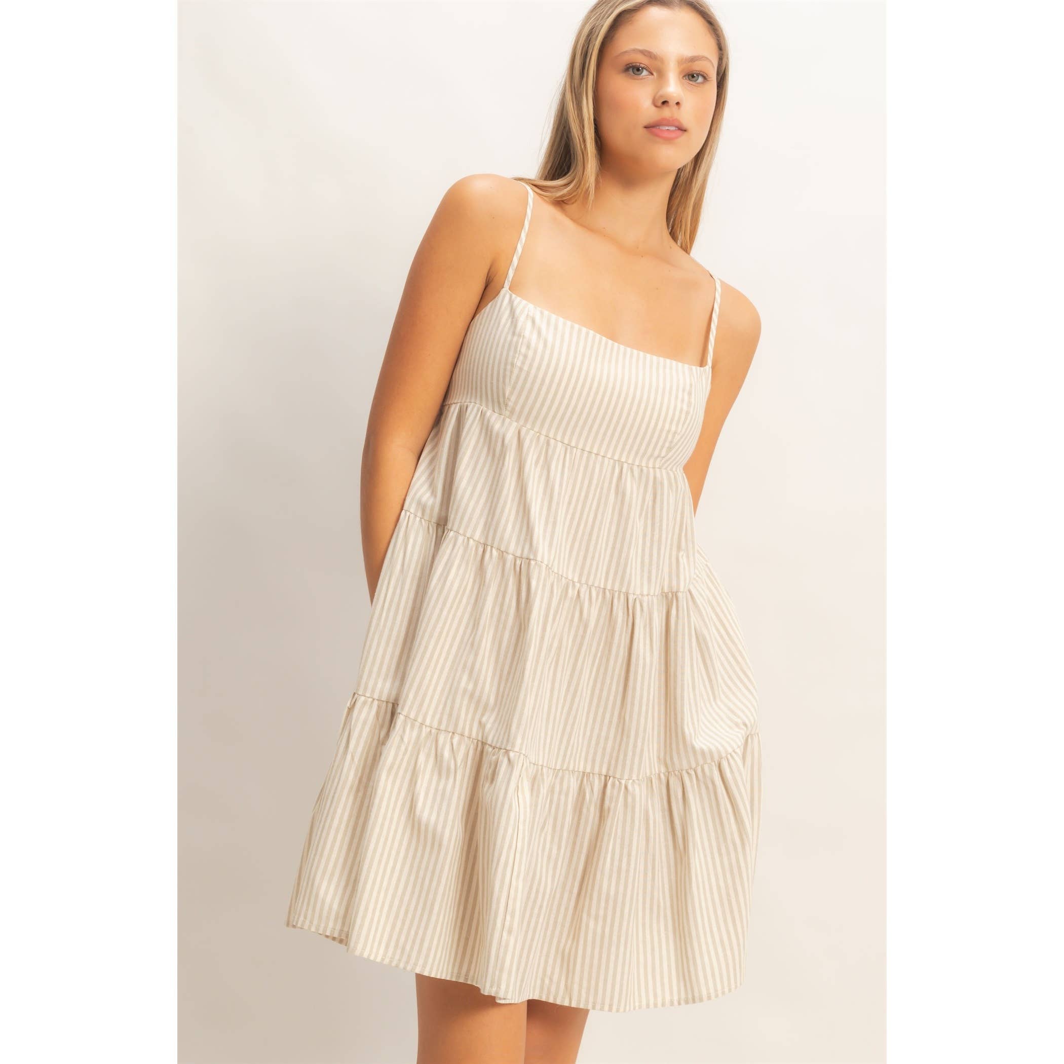 Striped Sleeveless A-Line Dress