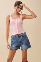 Pointelle Button Front Cami Tank ( Multicolors )