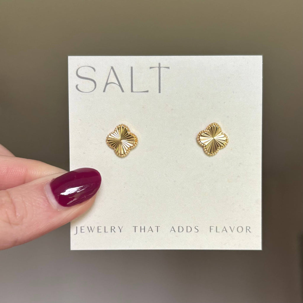 CLEO STUDS | gold clover earrings | chic stud earrings