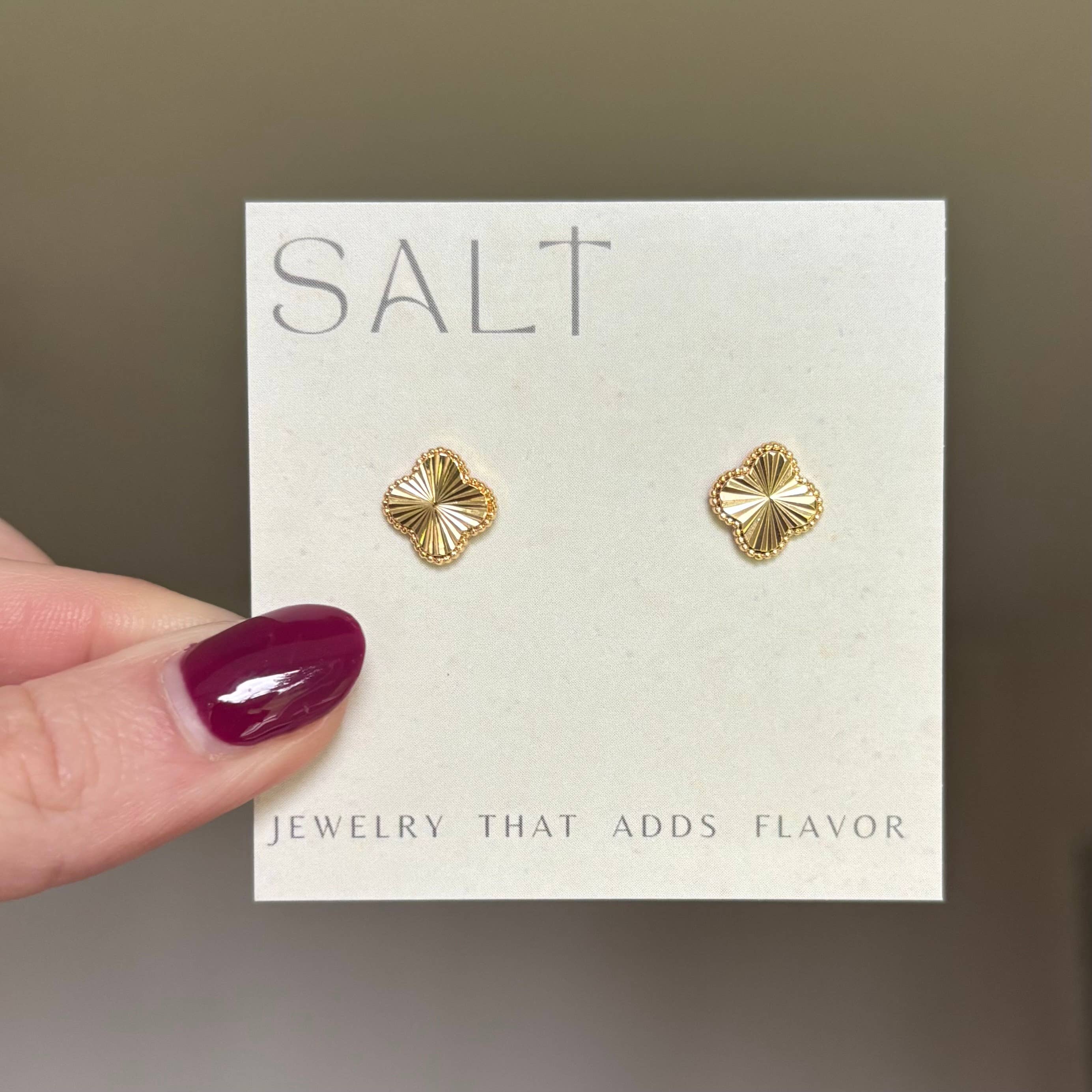CLEO STUDS | gold clover earrings | chic stud earrings