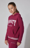 Girls Fleece Varsity Wide Leg Pants with Graphic