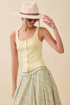 Pointelle Button Front Cami Tank ( Multicolors )