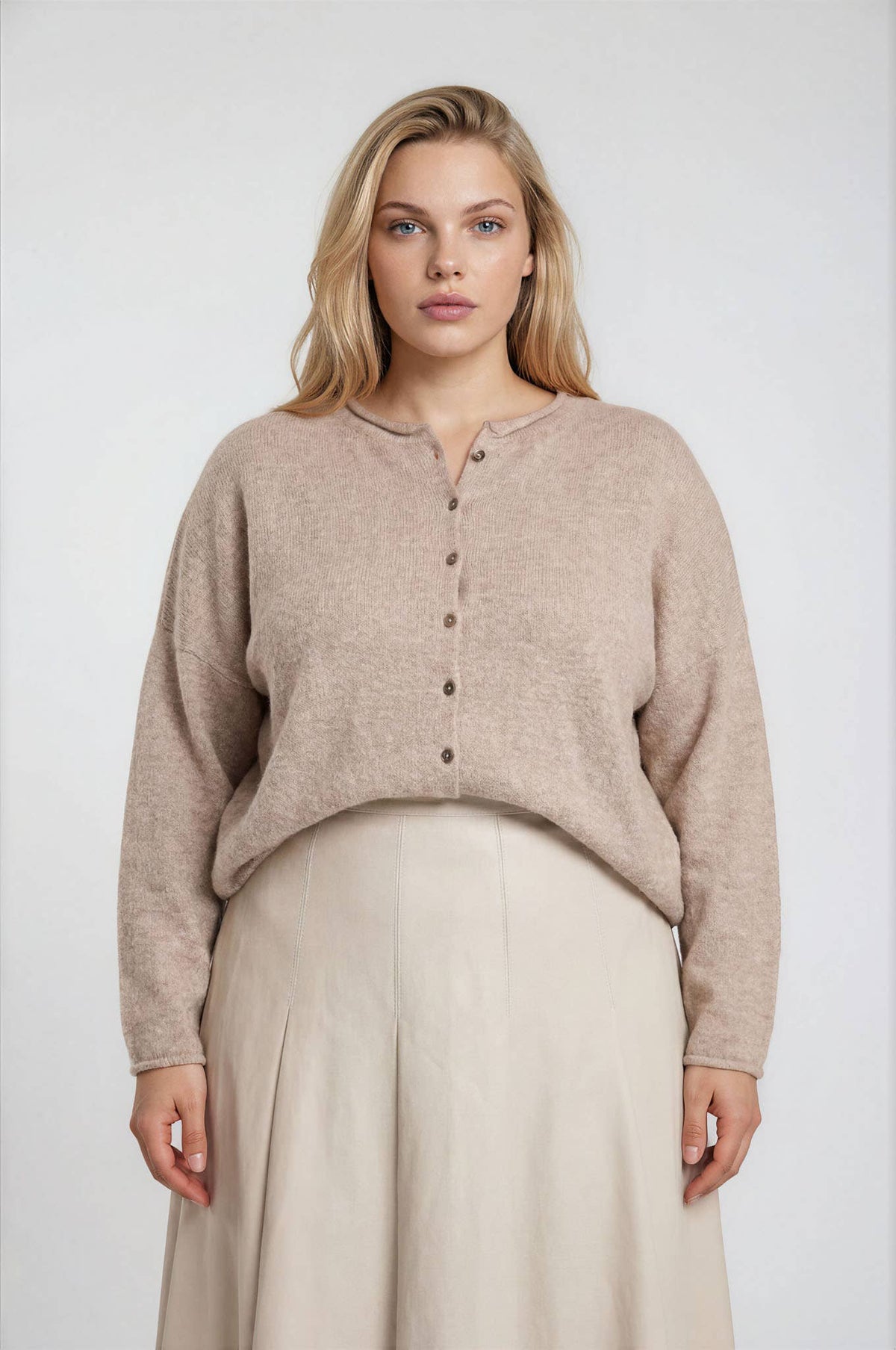 PLUS LIGHTWEIGHT BUTTON DOWN KNIT CARDIGAN