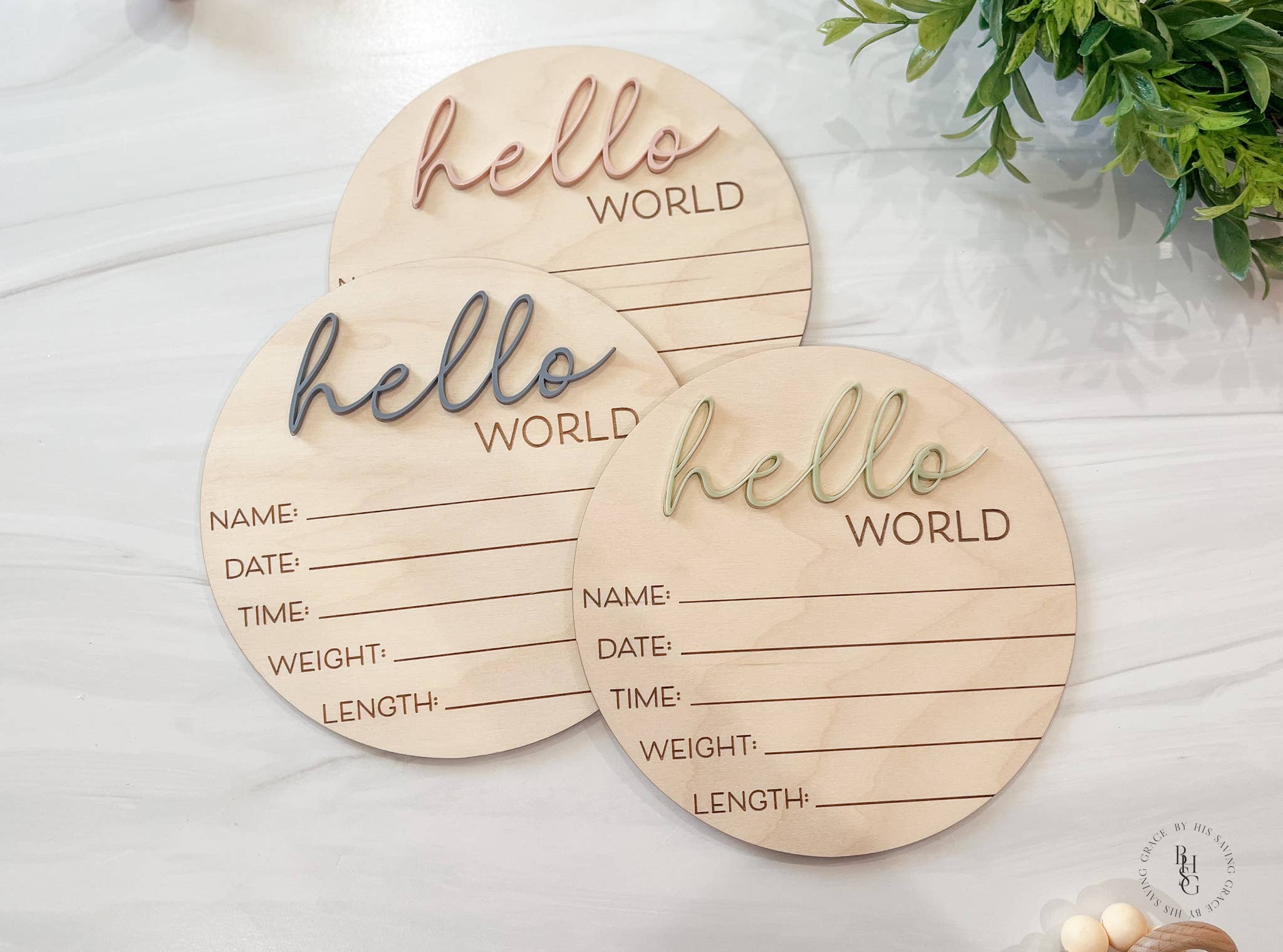 Wooden Hello World sign ￼
