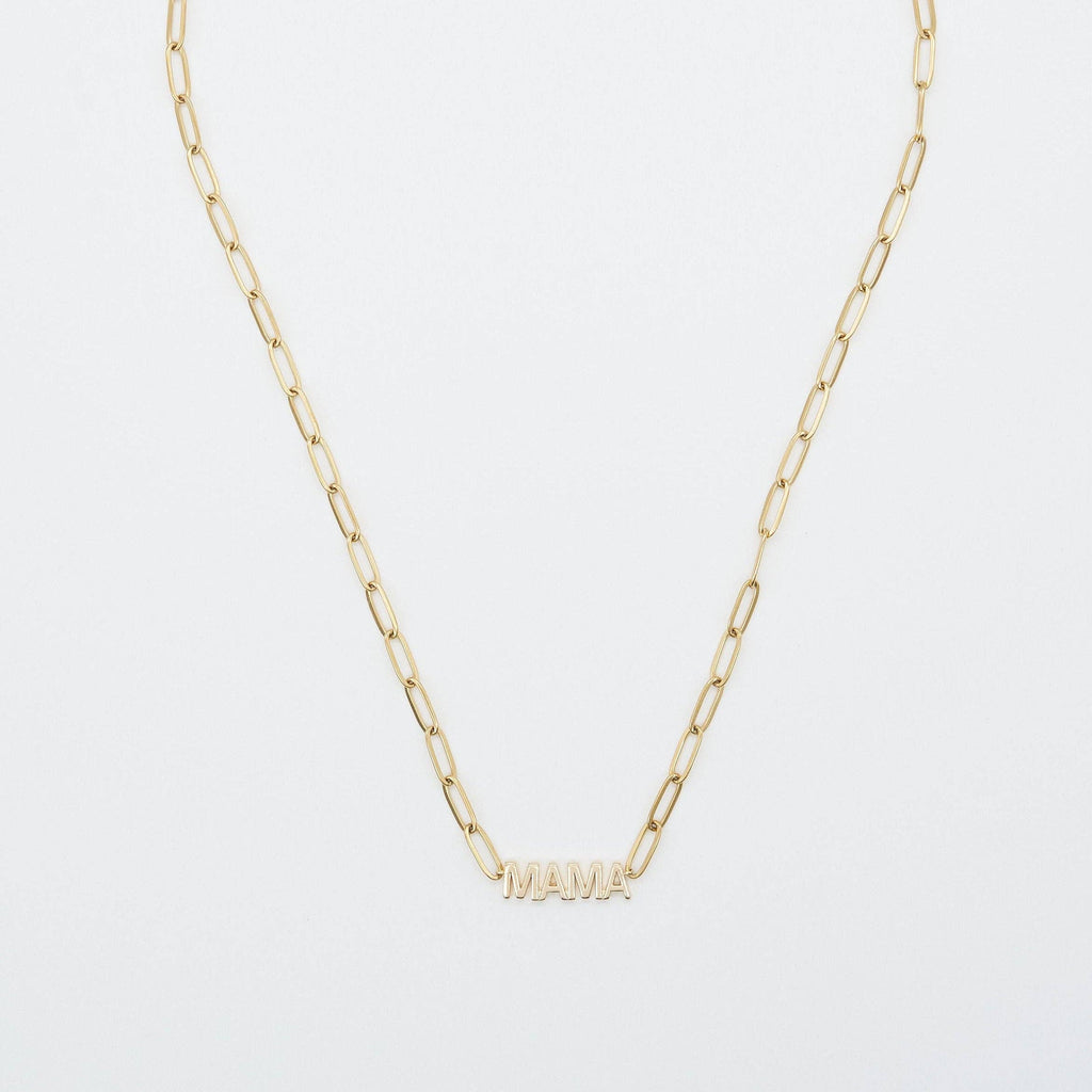 24K Gold Mama Paperclip Pendant Necklace