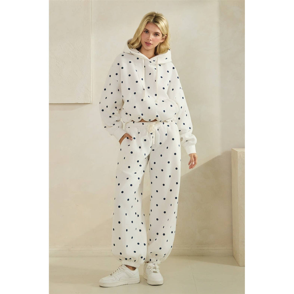Printed Bubble Hem Knit Hoodie