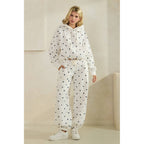 Printed Bubble Hem Knit Hoodie