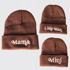 Matching Knit Hats- Mama- Dark Brown